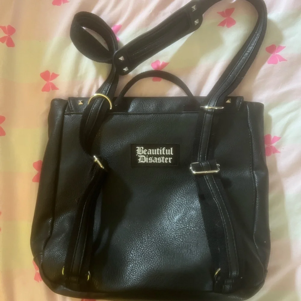 Beautiful Disaster Studded Convertible Backpack - Picture 2 of 3